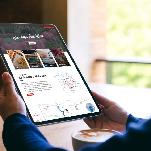 South Bend & Mishawaka, IN 2022 website on tablet