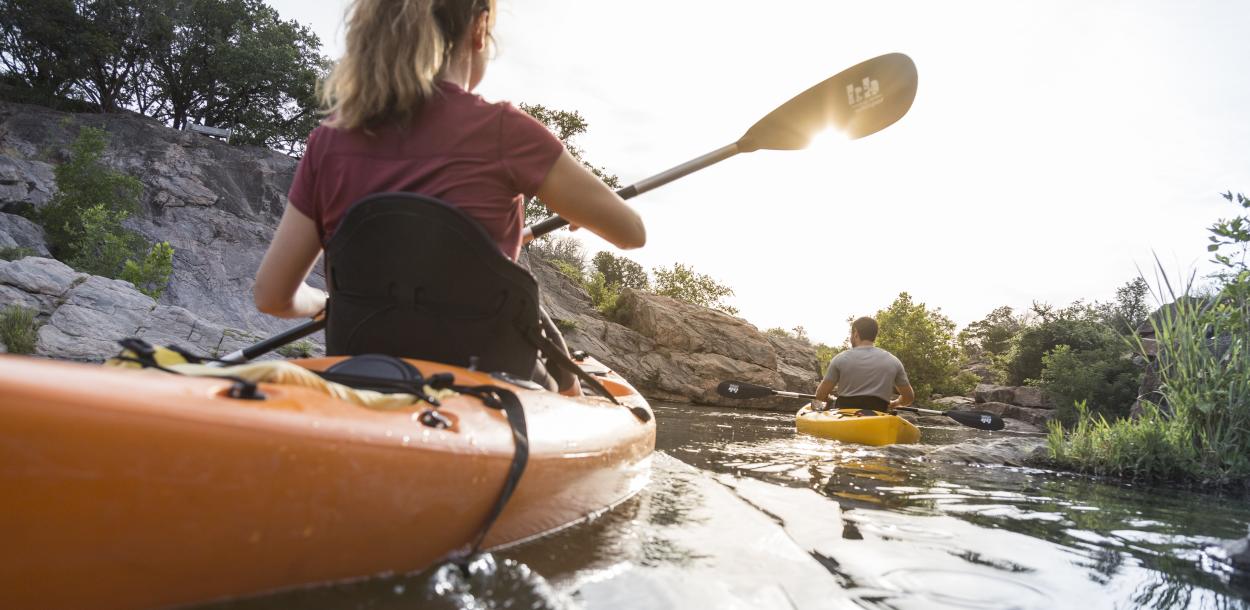 Couple Kayaking in Marble Falls Texas