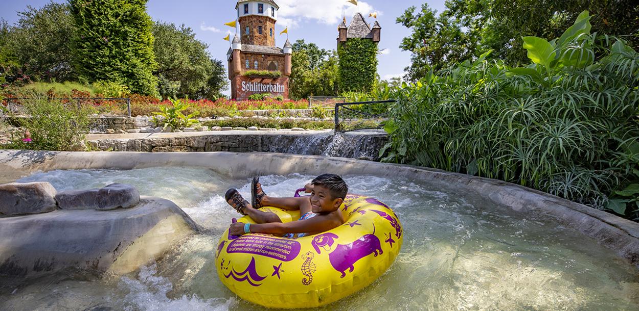 Child tubing at Schlitterbahn Waterparks and Resorts in New Braunfels Texas